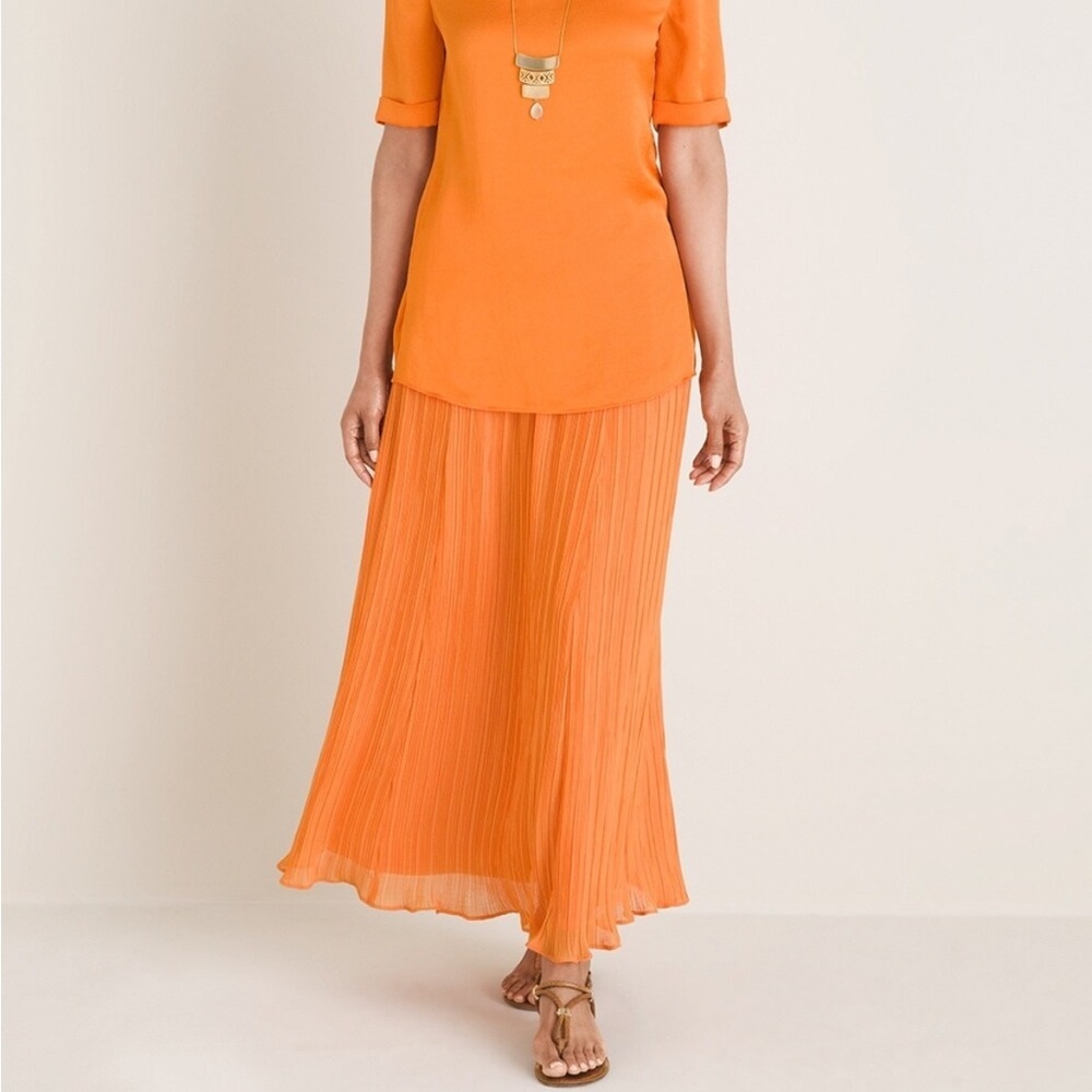 Chico’s Hammered Satin Tee in Orange. NWT. Size 3 (X-Large) - Picture 7 of 7